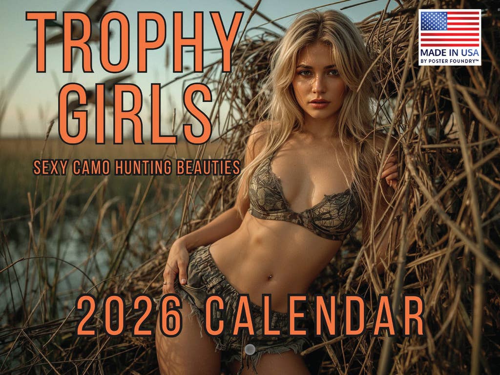 Multi Color Trophy Girls Sexy Camo Hunting 2026 Monthly Wall Calender for wholesale on Faire0