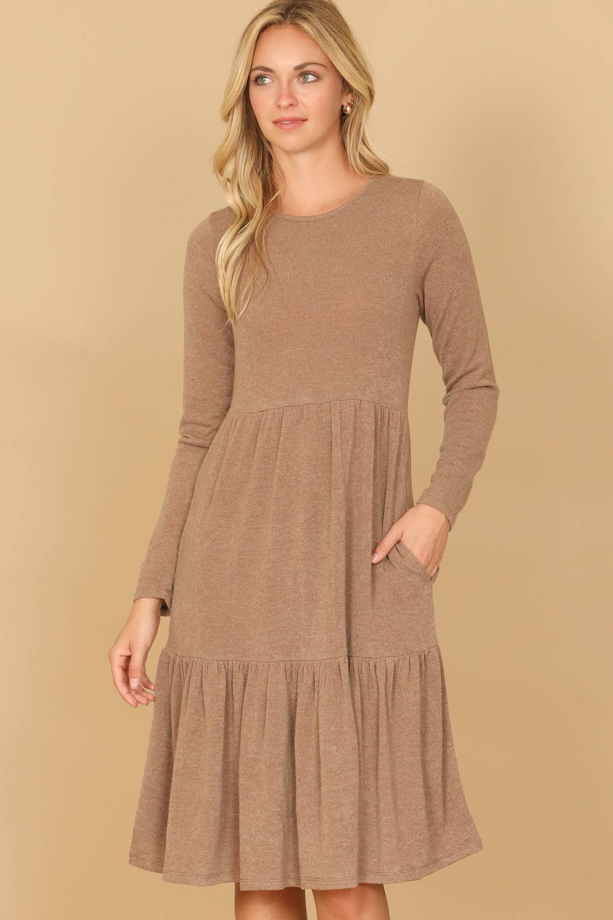 You & Me - Vente Robe – femme - ROBE À PLUSIEURS NIVEAUX EN CHAMBRAY À MANCHES LONGUES ET COL ROND YMD10121V0