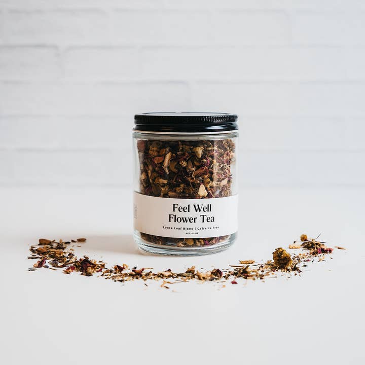 Giften Market - Wholesale Loose Tea - Feel Well Flower Tea - Loose Leaf Tea in Glass Jar - 1.25oz5