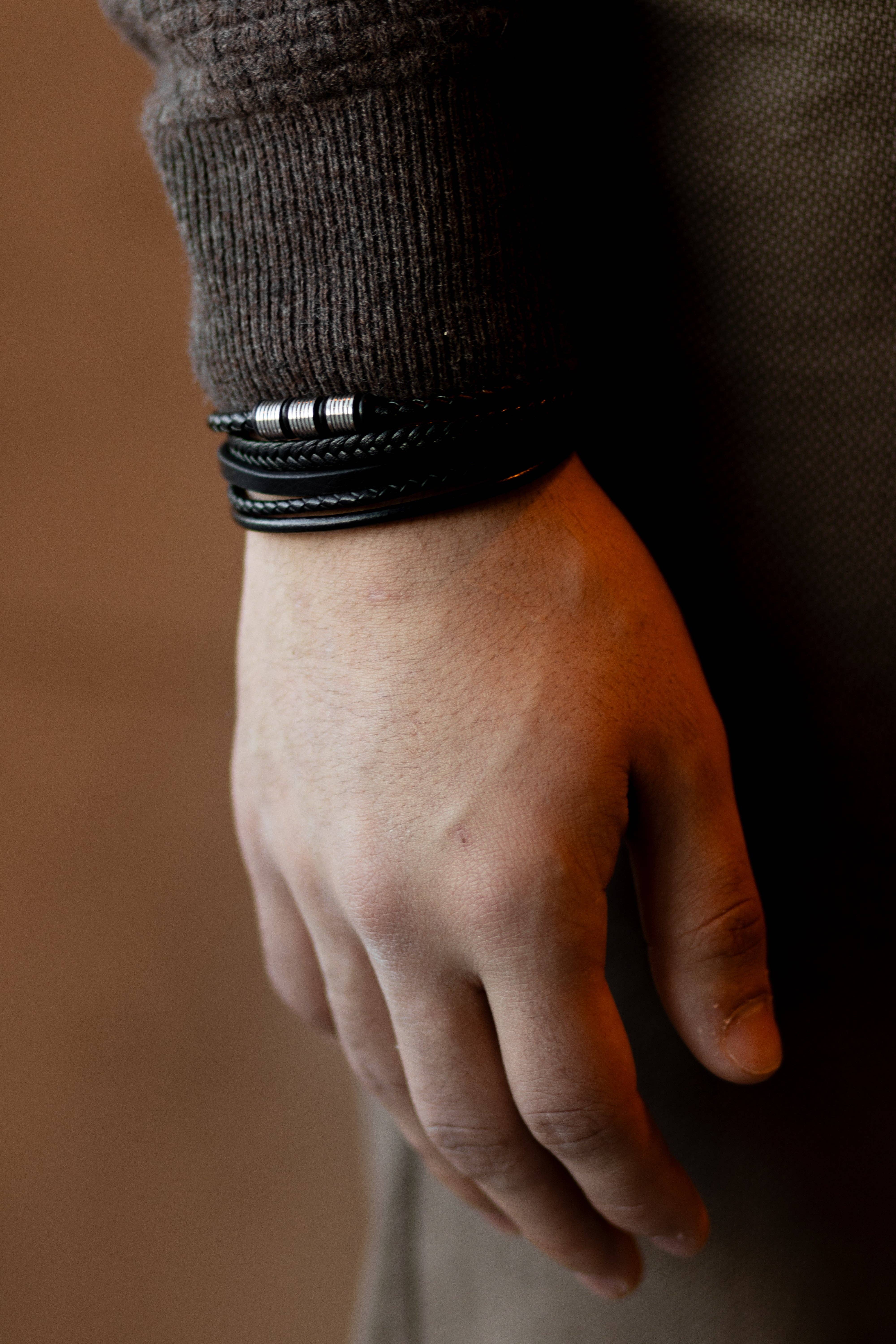 Sedy Jewelry - Wholesale Jewelry - Men's - Men’s Leather Bracelet with Gold or Silver Stainless Steel7