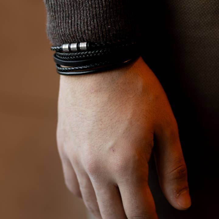 Sedy Jewelry - Wholesale Jewelry - Men's - Men’s Leather Bracelet with Gold or Silver Stainless Steel7