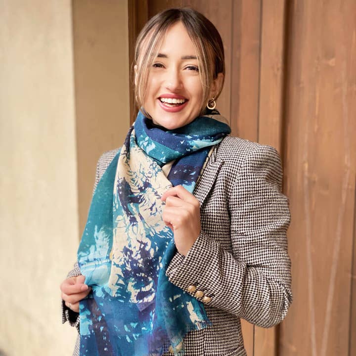 Treescape Long Silk and Cashmere Scarf for wholesale by Louis Jane