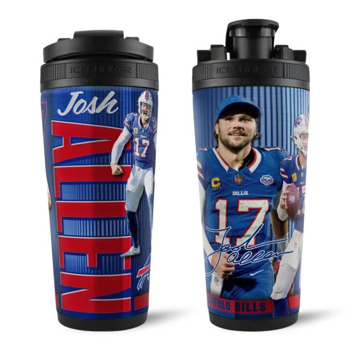 Official Josh Allen Buffalo Bills 4D 26oz Ice Shaker for wholesale by Ice Shaker