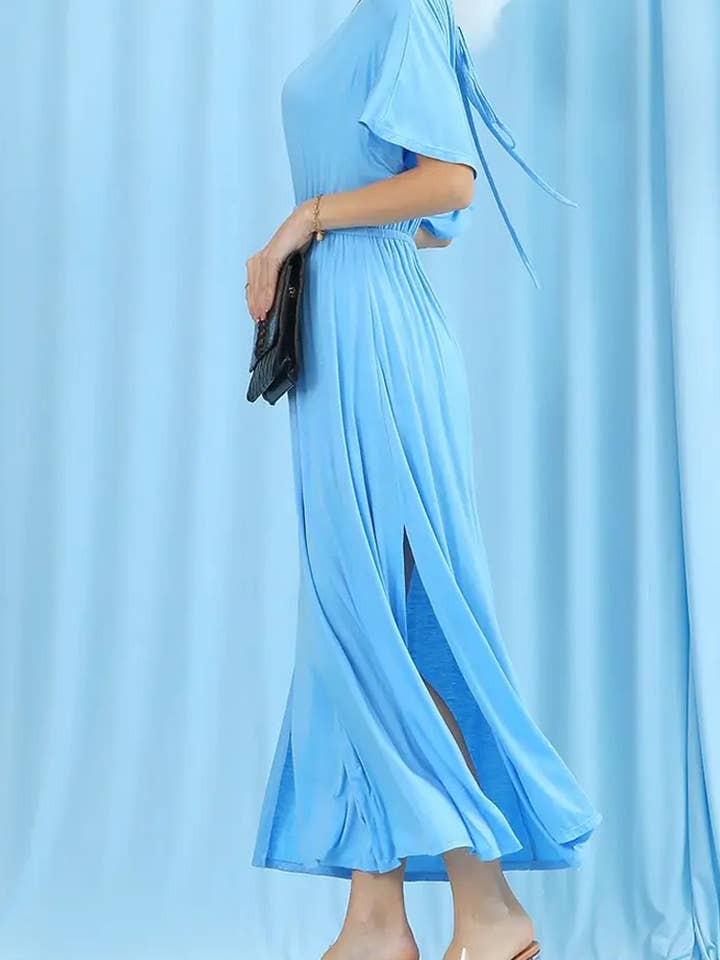 ACCITY - Wholesale Dress - Women's - V-Neck Short Sleeve Back Bow Empire Dress23