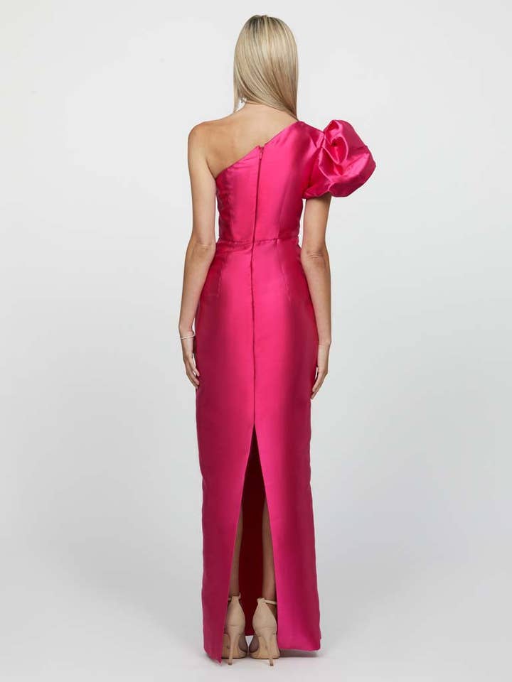 FUCHSIA MARCHESA ONE SHOULDER GOWN B65D18L for wholesale on Faire2