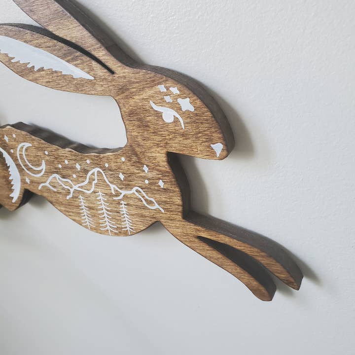 Studio Wildflower - Wholesale Wall Accent - Rabbit decor wood wall art, Celestial nursery art