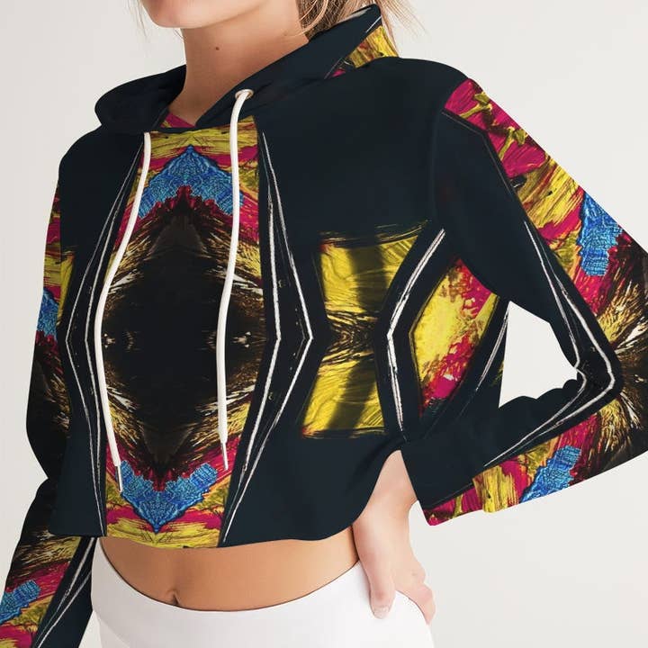 Tushka Bright Eye Women's Cropped Hoodie for wholesale by Fridge Art Boutique