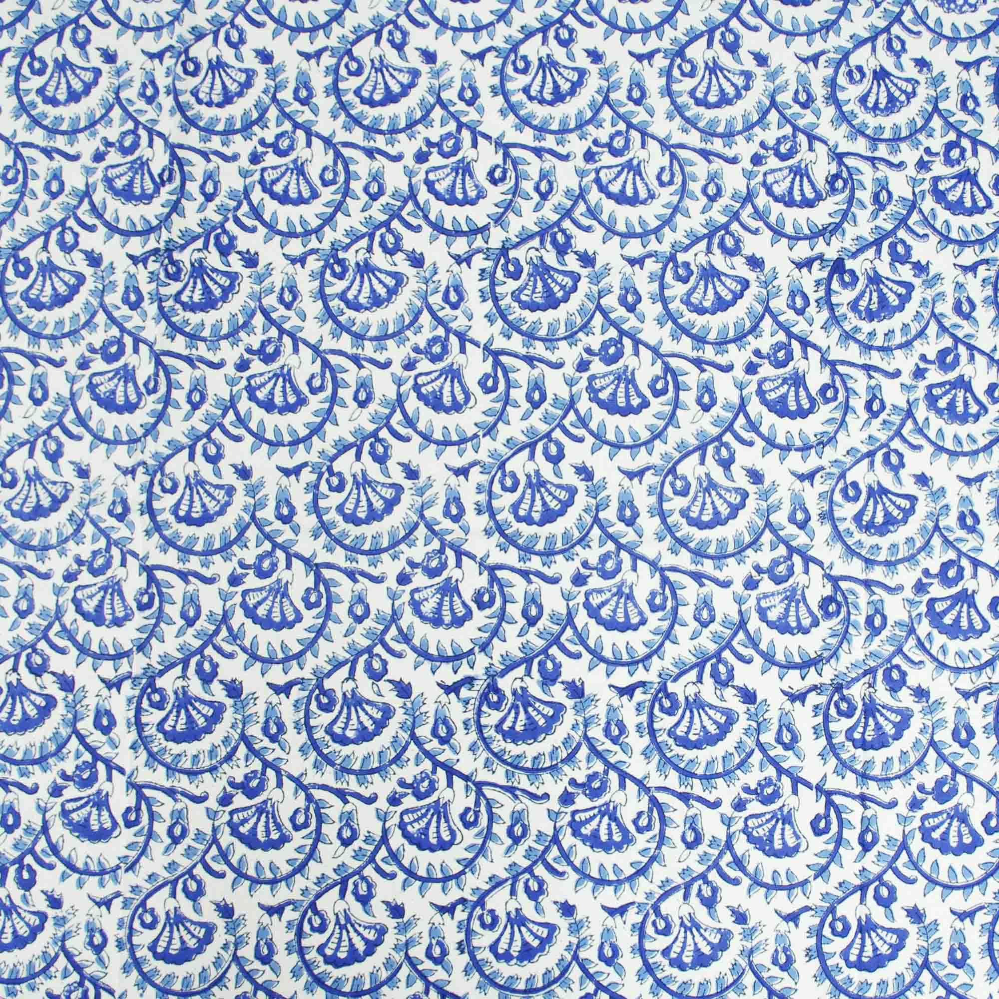 Kantha Decor – wholesale Tablecloth – 6 Seater Block Printed Rectangular Tablecloth - Blue Floral1