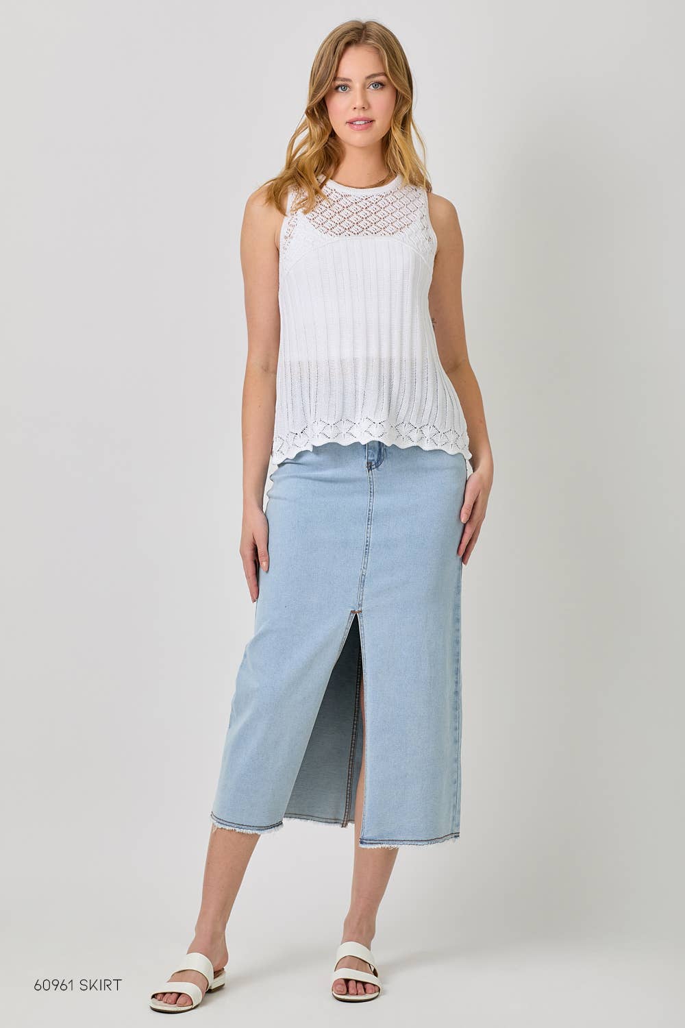 Mystree - Wholesale Knit Top - Women's - 60948 Crochet Yoke Sleeveless Sweater Top 12