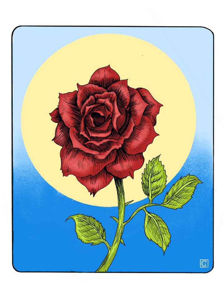 Rode roos - opdruk van 9"x12" voor wholesale door Chris Granillo Art