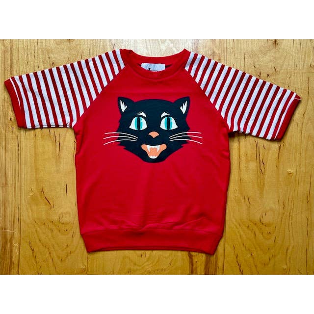 Pulôver às riscas vermelho Bettie Cat por atacado de Astro Bettie