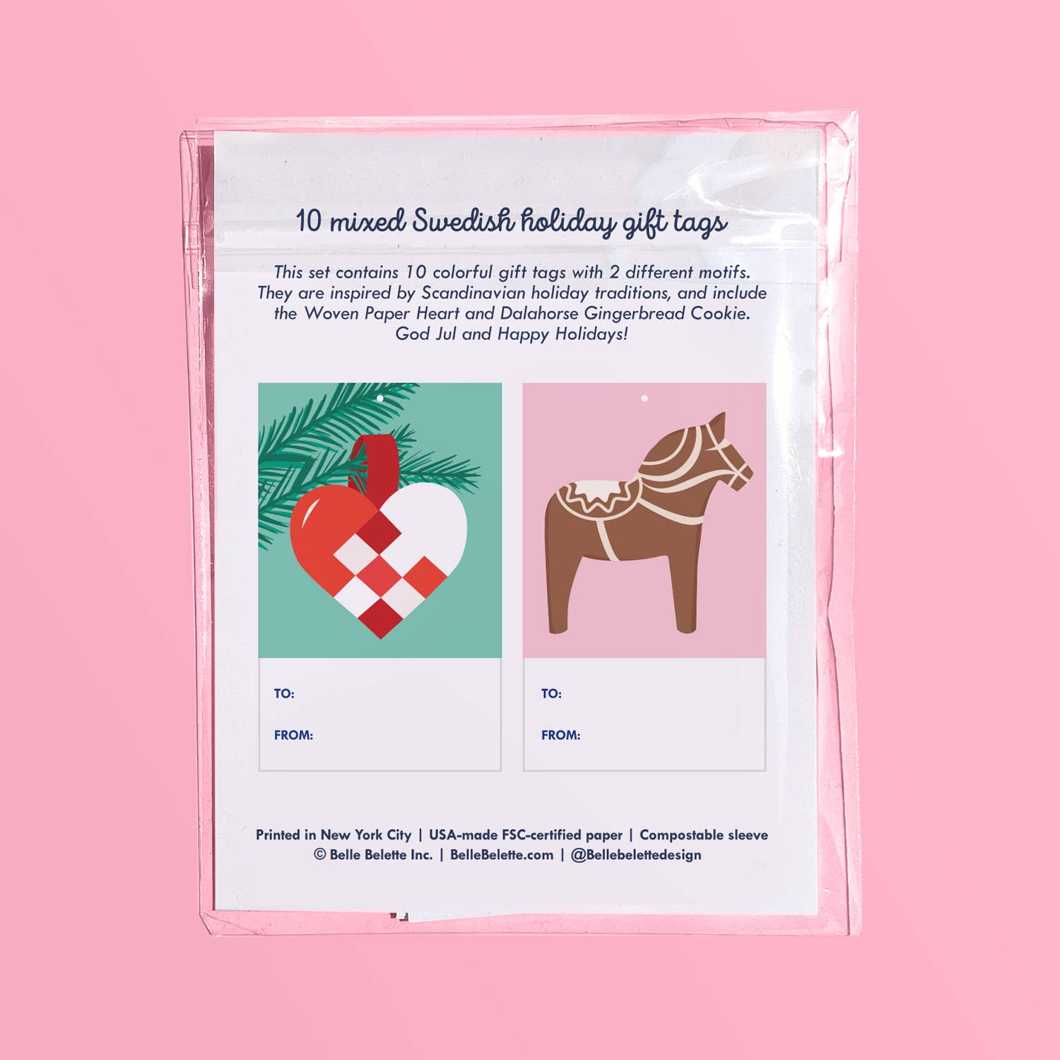 Belle Belette - Wholesale Gift Tag - Scandinavian Holiday Gift tags - set of 101