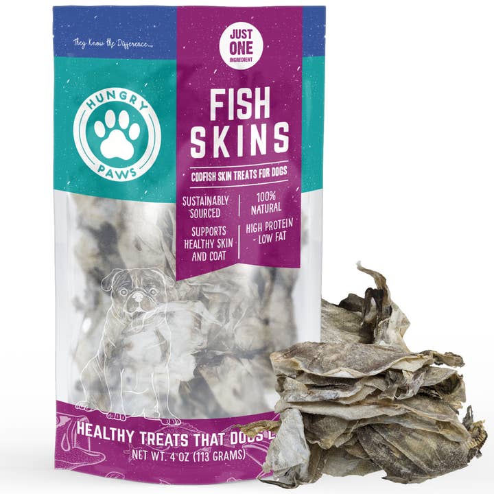 Hungry Paws - Wholesale Pet Treats - Dog - Fish Skins - Single Ingredient Cod Fish Skin 4-oz