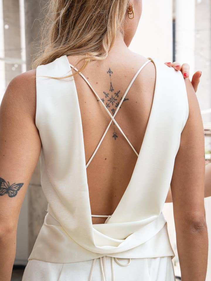 Lucas & Emma - Sarl RJ & co - Wholesale Gown - Women's - Satin maxi dress for ceremony with draped neckline and open back1