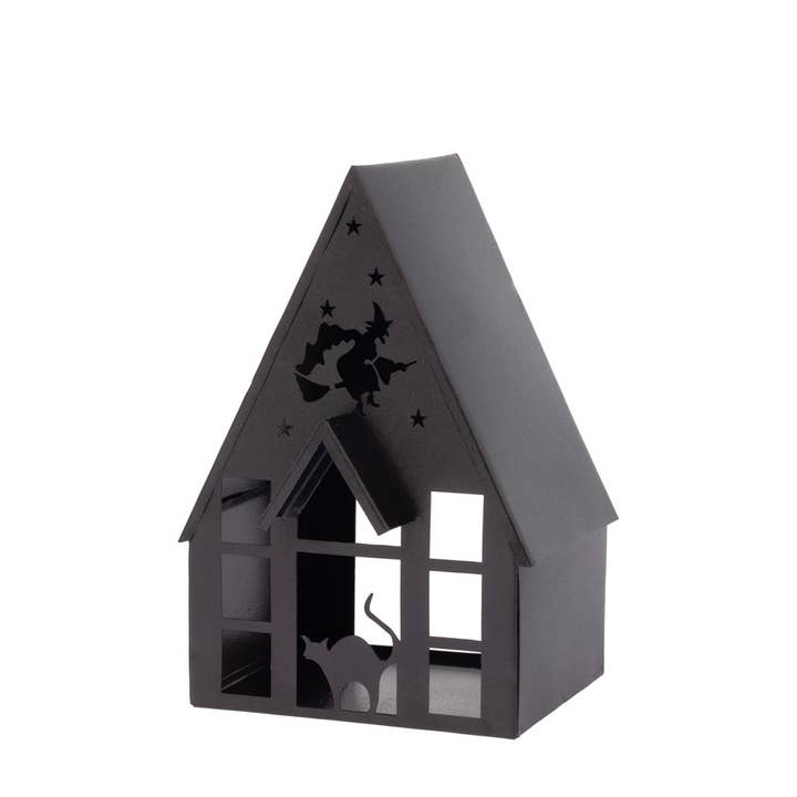 8.25" Tall Black Metal Haunted Cottage Halloween Décor for wholesale by Boston International