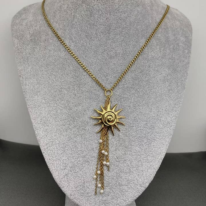 Sun Fringe 18K Gold Plated SS Long Chain Necklace - FGS/MS for wholesale by Mio Queena