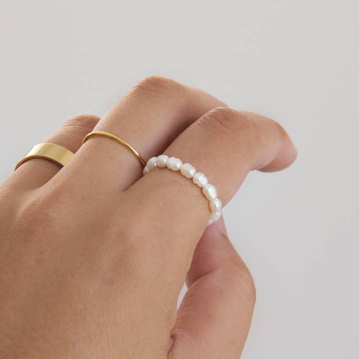 MAIVE - Wholesale Band/Stacked Ring - Freshwater Pearl or Bead Ring1