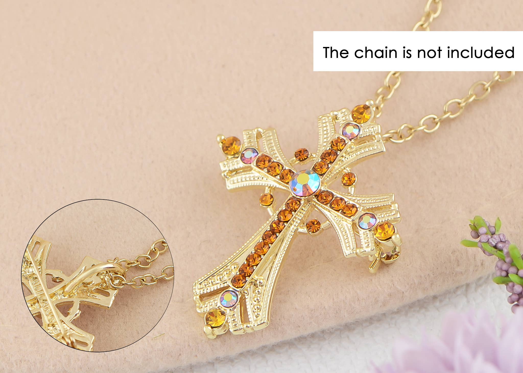 AK Brand - Vendita all'ingrosso Spille - Spilla a forma di croce religiosa argentata con strass34