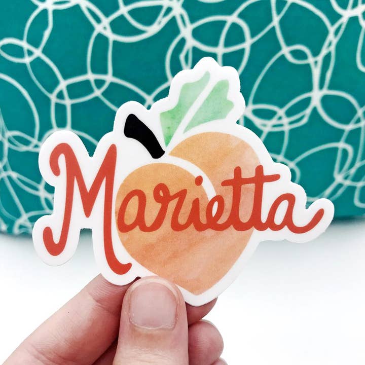 Marietta Peach Vinyl Sticker for wholesale by Sunny Day Designs
