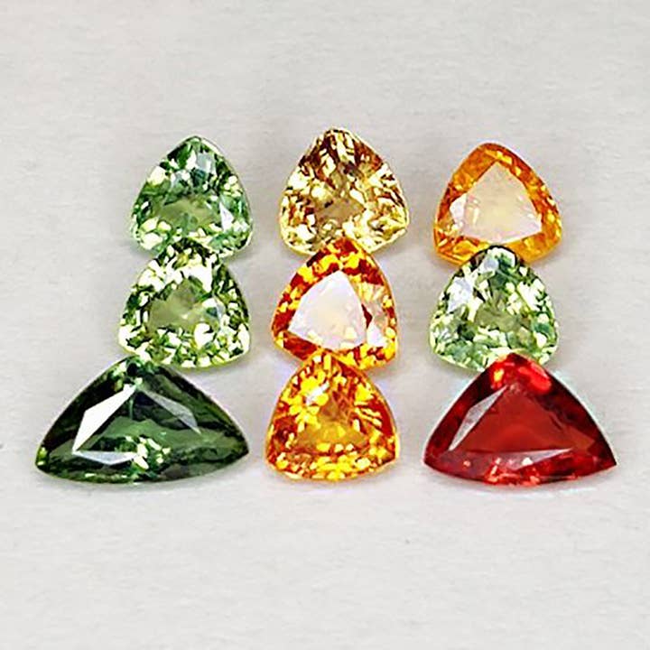 Naturjoya - Wholesale Single Stone/Solitaire Ring - 1.91ct Songea Sapphire multicolored trillion size 9pcs