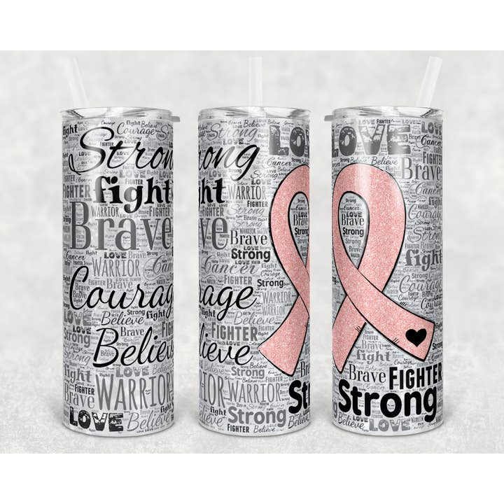 Gobelet Cancer Ribbon, rose, 20 oz pour la vente par Crafted in the Loo, LLC