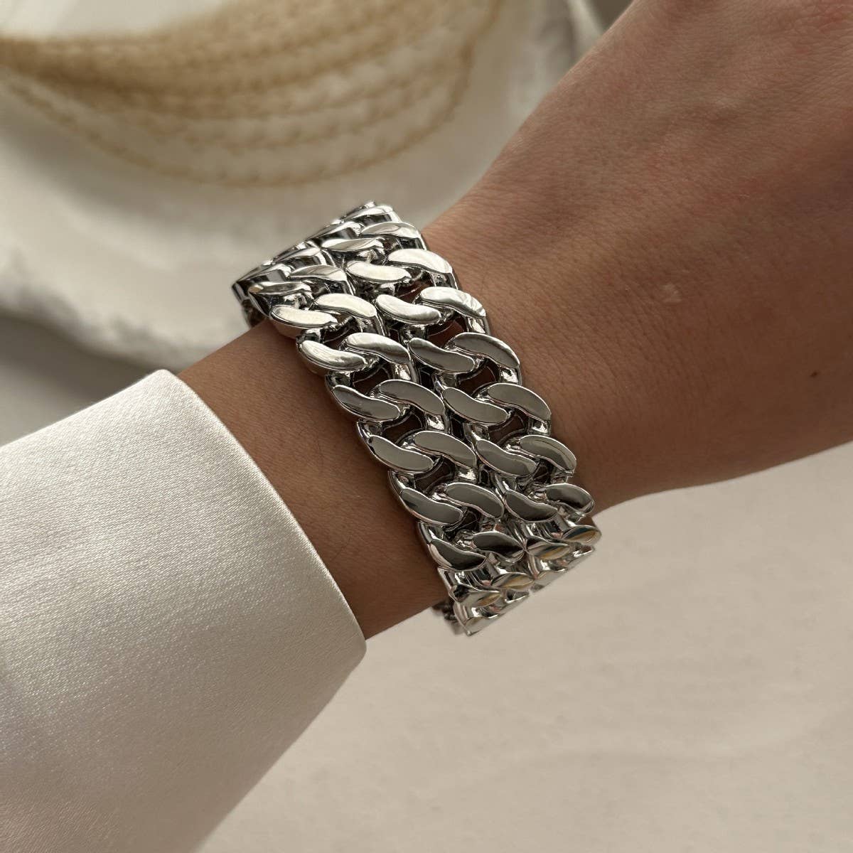 ACCITY - Wholesale Cuff Bracelet - IRREGULAR METAL SMOOTH SPRING WIDE BRACELET_CWMM31103