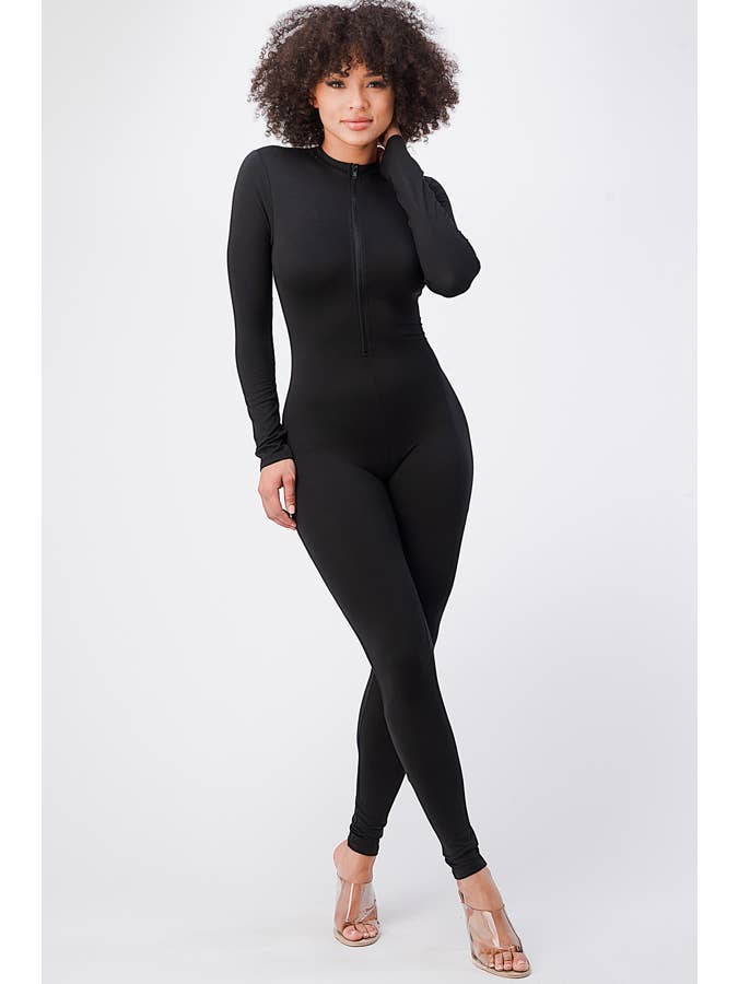 Lime All the Time - Vente Combinaison – femme - Combinaison moulante à manches longues à demi-fermeture éclair3