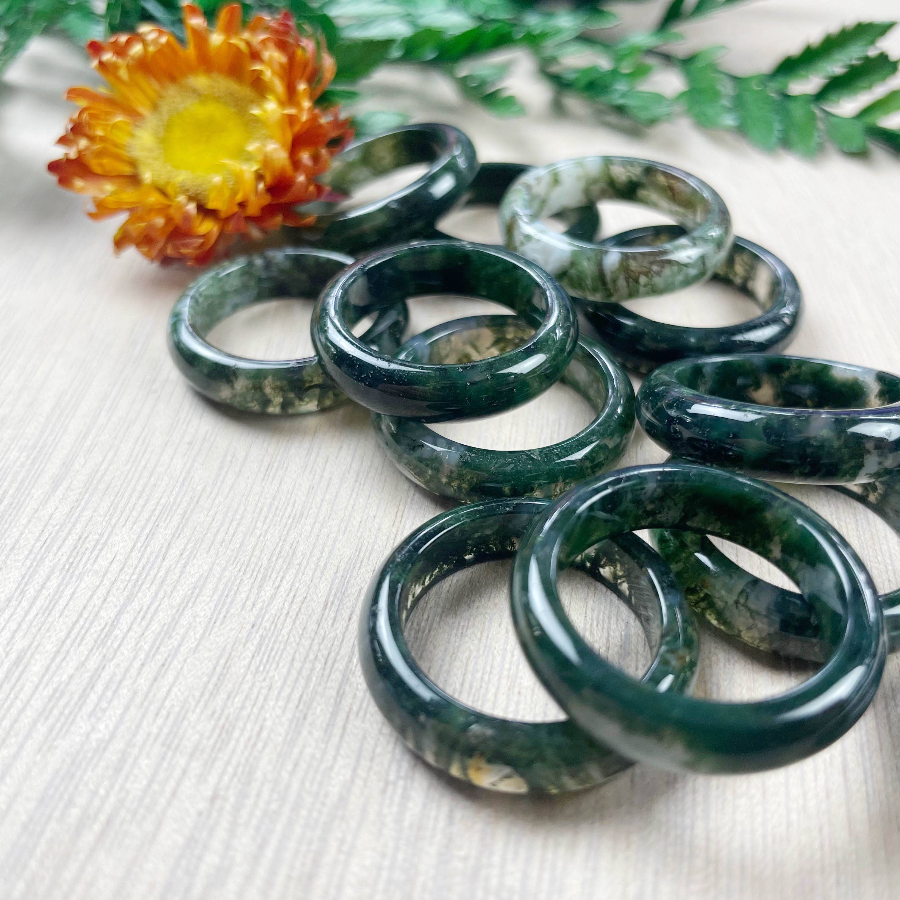 Ewelina Pas Jewelry – wholesale Band/Stackad Ring – Moss agat 6mm bandet Ring2