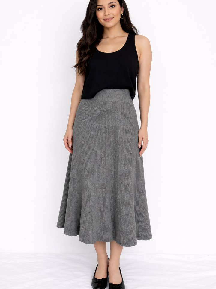 Midi Knit Skirt A Line Knit Modest Skirt V4694 for wholesale by VAV NEW YORK