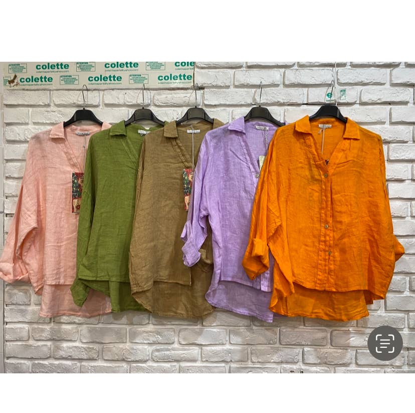 la maison des fibres naturelles – Engroshandel Skjorte med buttondown – til kvinder – Hørskjorte med sidelommer og bagplissering27