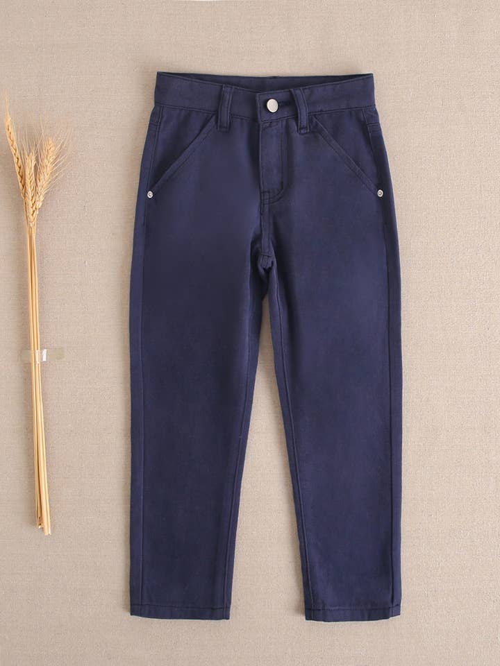 Navyblå chinos til drenge for engroshandel hos Dadati