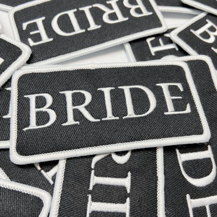 TEELUX - Wholesale Patch - 4" Bride - White & Black - Embroidered Hat Patch2