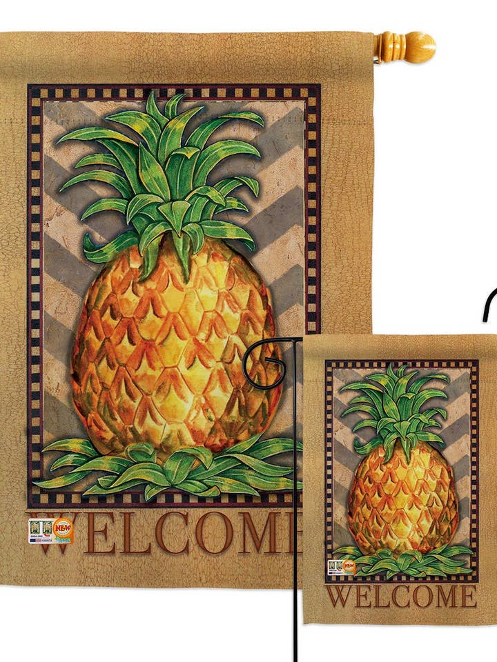 Welcome Elegant Pineapple Food Fruit Decor Flag for wholesale by Two Group Flag Co