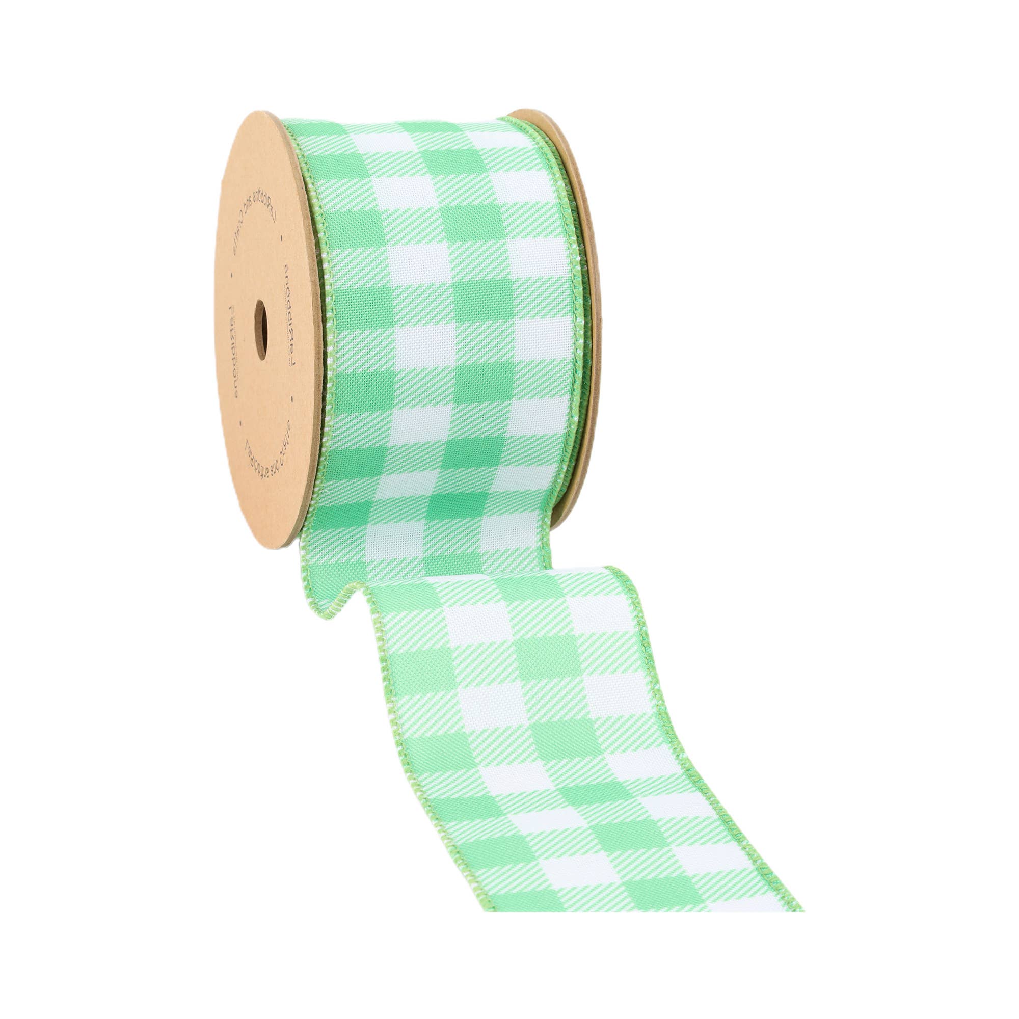 LA Ribbons Wholesale - Wholesale Ribbon - Gift Wrapping - 2 1/2" Wired Ribbon | White/Spring Gingham | 10 Yard Roll |18