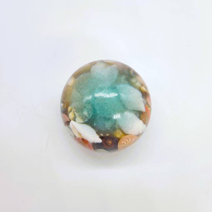 JEMS of the Sea - Wholesale Decorative Tabletop Object - Tiny Ocean Sphere-Made w/ Eco-Friendly Resin, Shells, Sand 6