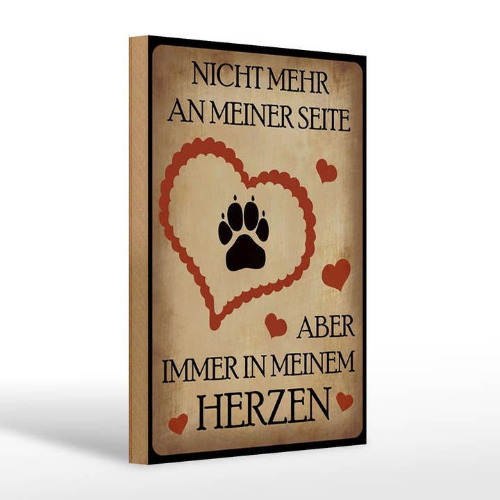 Wooden sign animals 20x30cm no longer by my side but in my heart for wholesale by Femer