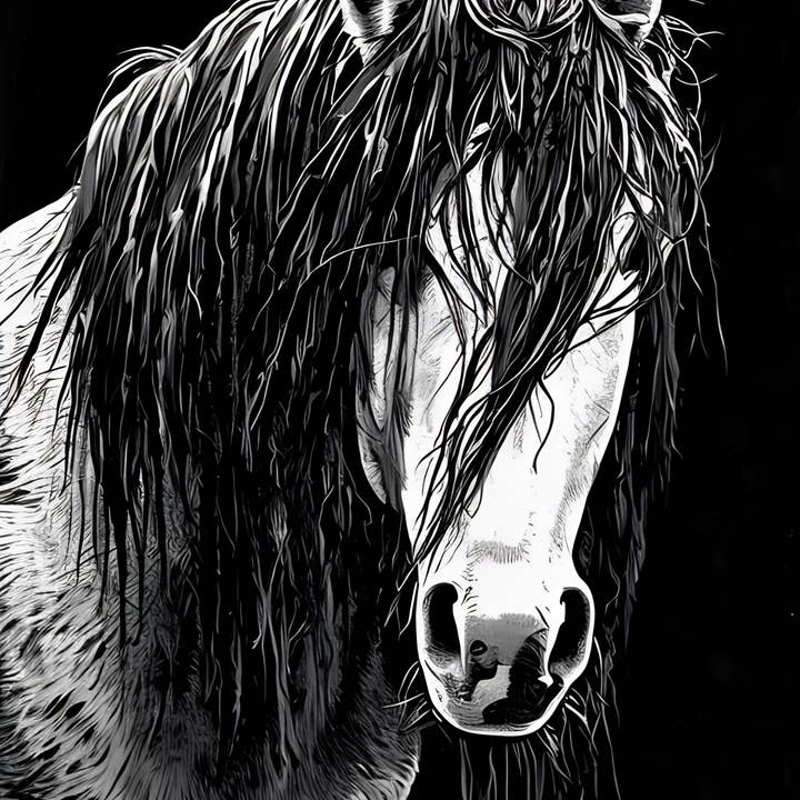 Studio di Cavallo Monocromatico Stampa d'Arte Incorniciata per la vendita all'ingrosso da parte di Maple Hill by Karen