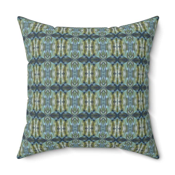 Velvet Square Pillow - Green and Blue w/Drummers (TO/P13) for wholesale by PALMER K Designs