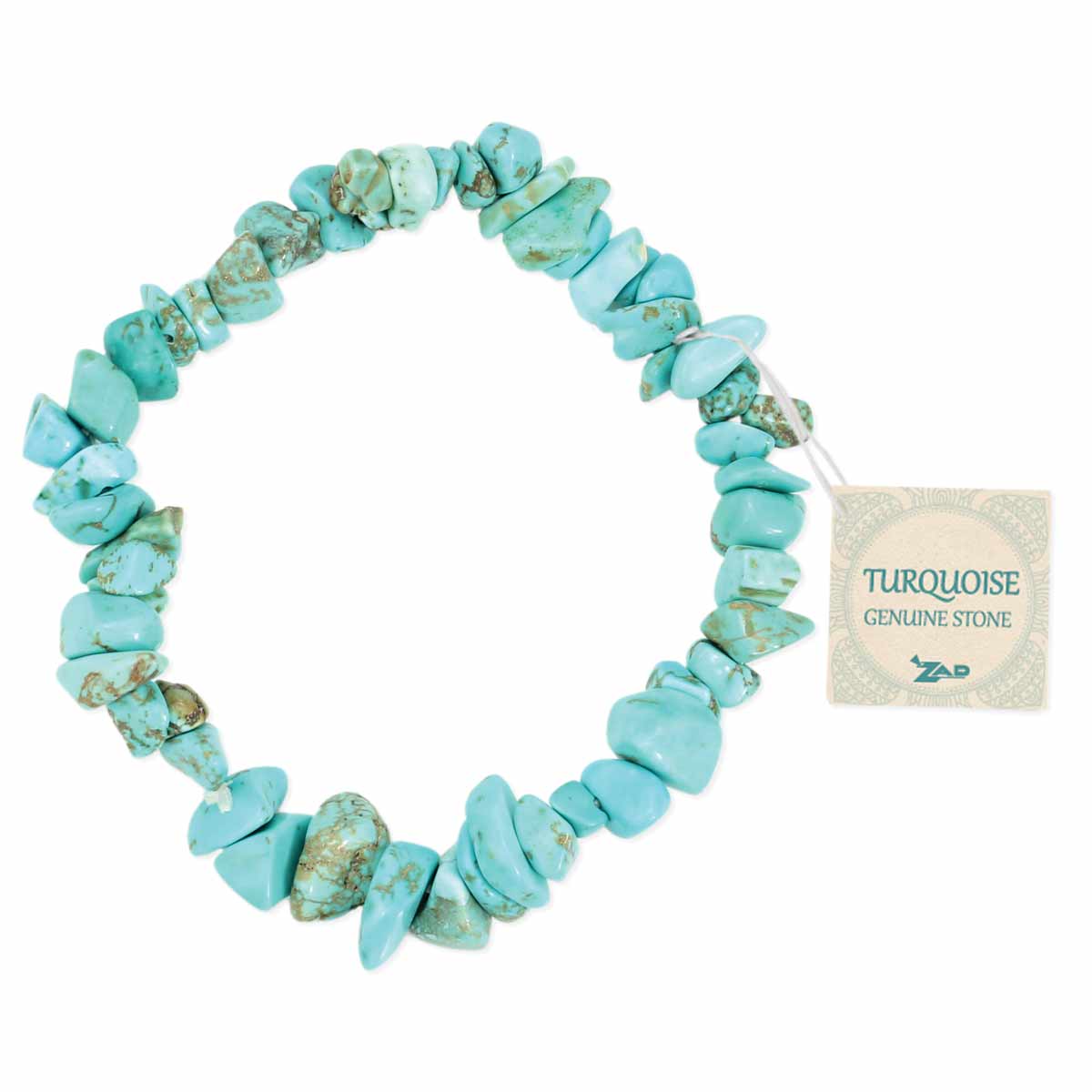 ZAD - Wholesale Beaded Bracelet - Tumbled & True Turquoise Chip Stretch Bracelet1