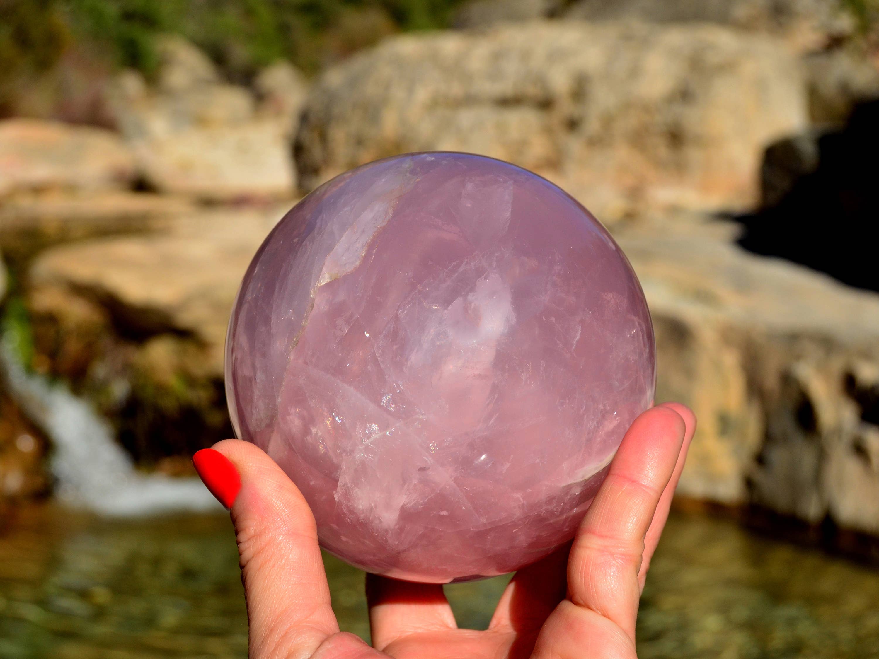 Kaia & Crystals - Wholesale Spiritual Stone/Crystal - XL Rose Quartz Sphere Crystal (70mm - 110mm)1