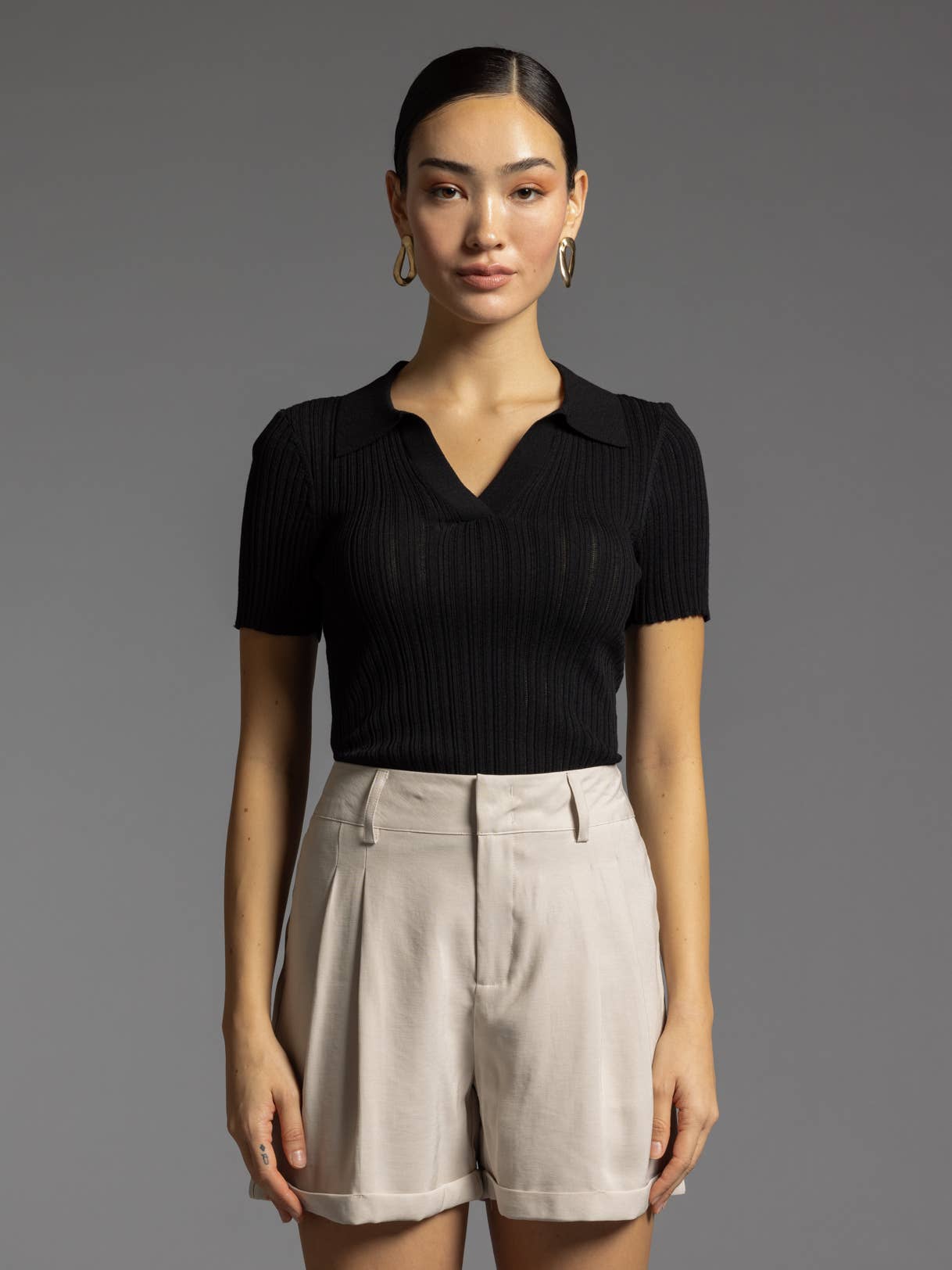 Weekend Los Angeles - Wholesale Knit Top - Women's - Collared Knit Top - COURTNEY TOP11