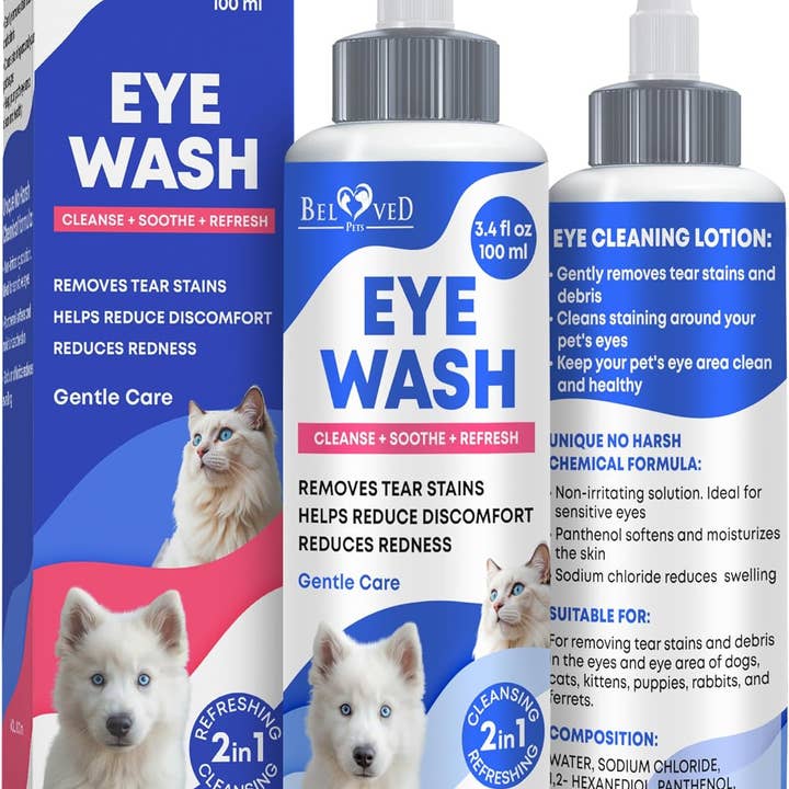 Cat & Dog Eye Wash Drops & Tear Stain Remover, Cleaner | Eye Infection Treatment Helps Prevent Pink Eye, Relief Allergies Symptoms, Runny, Dry Eyes for wholesale by Beloved Pets