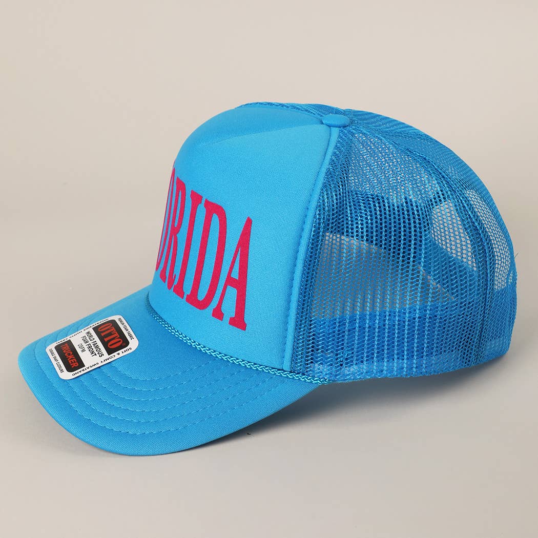 Fashion City - Wholesale Trucker Hat - Unisex - FLORIDA Text Printed Mesh Back Foam Trucker Hat6