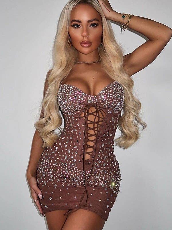 Aria Romance - Wholesale Dress - Women's - Metallic Strap Sleeveless Dress3