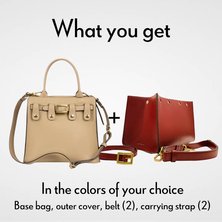 Vegan Leather Handbag, 4-in-1 Bundle (Tan Base) for wholesale by Lavāda