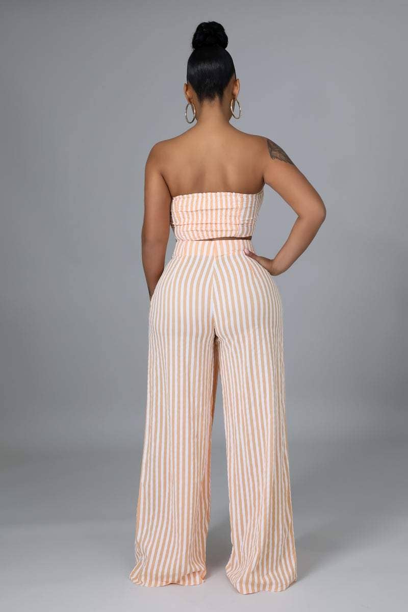 Flarix - Wholesale Top & Pant Set (NOT Loungewear) - Women's - striped tube top wide leg pants set6