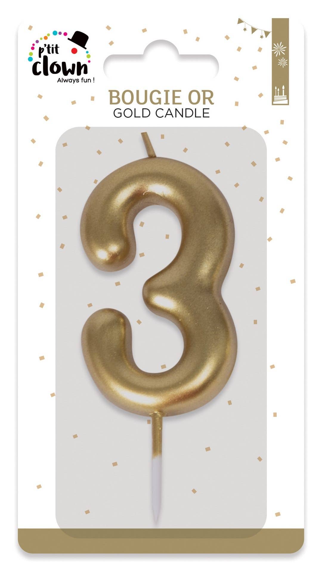 P'tit Clown - Wholesale Cake Candle - Gold Candle - Number 31