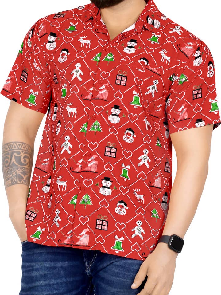 LA LEELA Men's Christmas Santa's Red P00062 for wholesale by LA LEELA \ HAPPY BAY