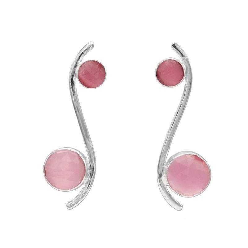 ACUS - Wholesale Dangle Earrings - Isis Earrings Polished Silver Dark Pink0