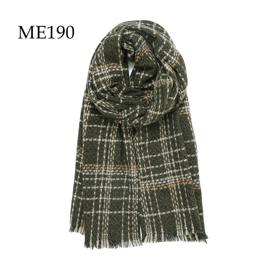 Adorro - Wholesale Scarf - Women's - Soft Chunky Knit Plaid Scarf (10 colors) 3